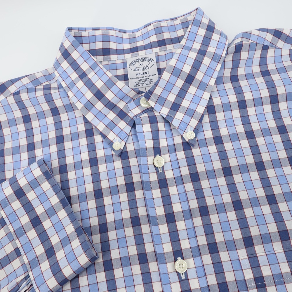 Brooks Brothers‎ Regent Classic Fit Plaid Button Down Long Sleeve Men's Shirt XL